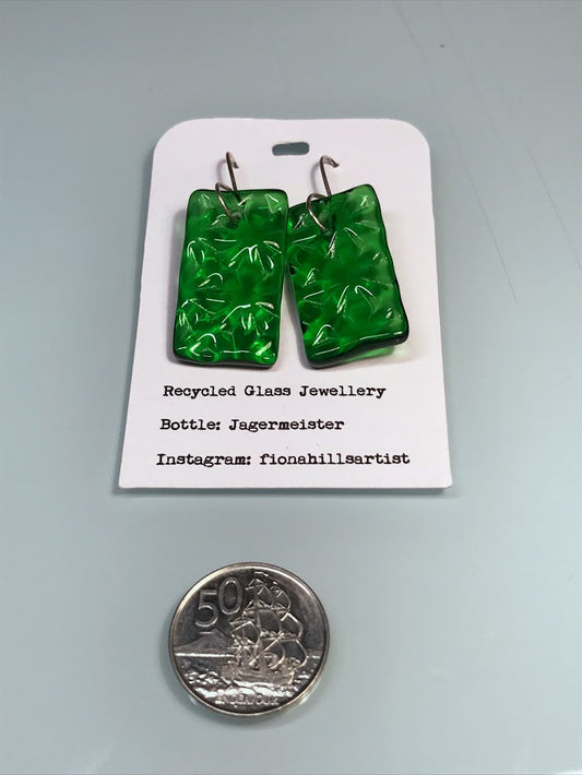 Green recycled glass earrings