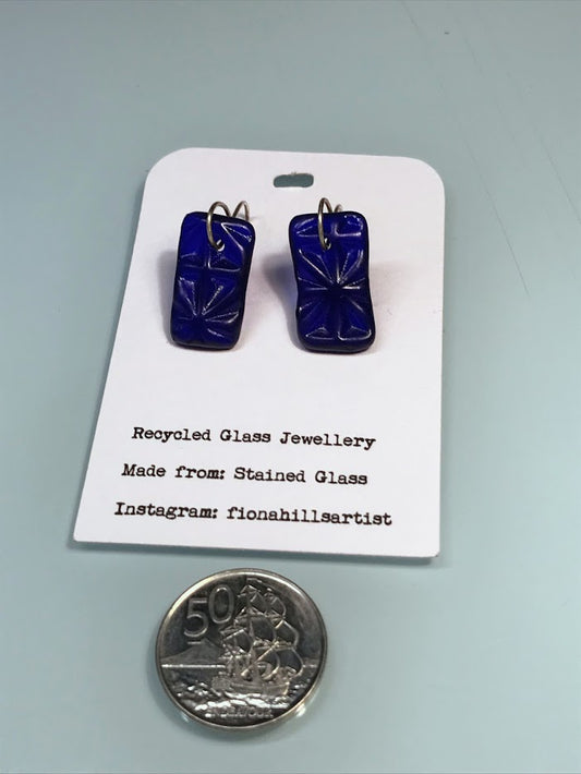 Royal blue recycled glass earrings