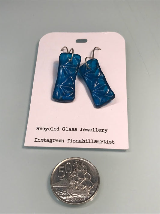 Ocean blue recycled glass earrings